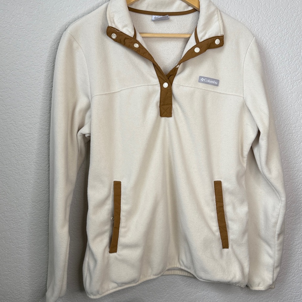Columbia Fleece Pullover Cream Tan size Medium - Picture 2 of 11